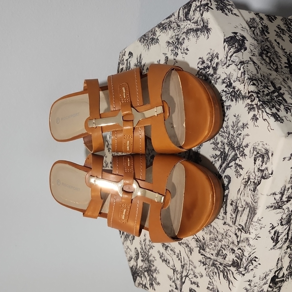 Rockport Wedge Sandals, Pumpkin, Sz. 9